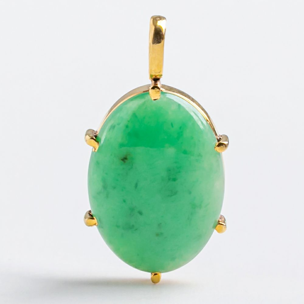 【プレミアム・艶良し・透明感抜群】（プレミアム濃緑色ヒスイ）ゴールド（24Kメッキ）ペンダントトップ