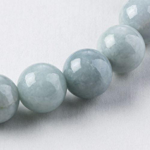 15cmサイズ・8mm小玉・淡青色・艶美麗】（高品質青色ヒスイ）糸魚川