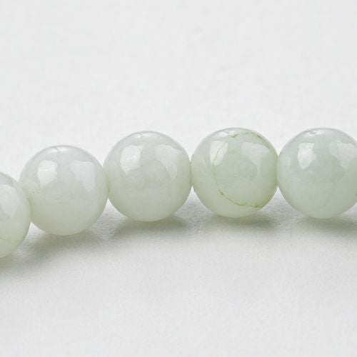 13cmサイズ・6mm玉・白色・艶良し】（高品質白色ヒスイ）糸魚川天然
