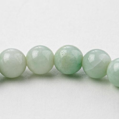 16cmサイズ・6mm玉・淡緑色・艶美麗】（高品質淡緑色ヒスイ）糸魚川