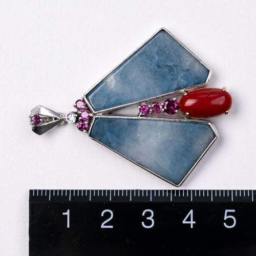 プレミアム・入コン沢・18K・青灰色・赤珊瑚・艶良し】（プレミアム