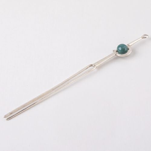 玉かんざし・青緑色・艶良し】（高品質青/濃緑色ヒスイ）糸魚川天然
