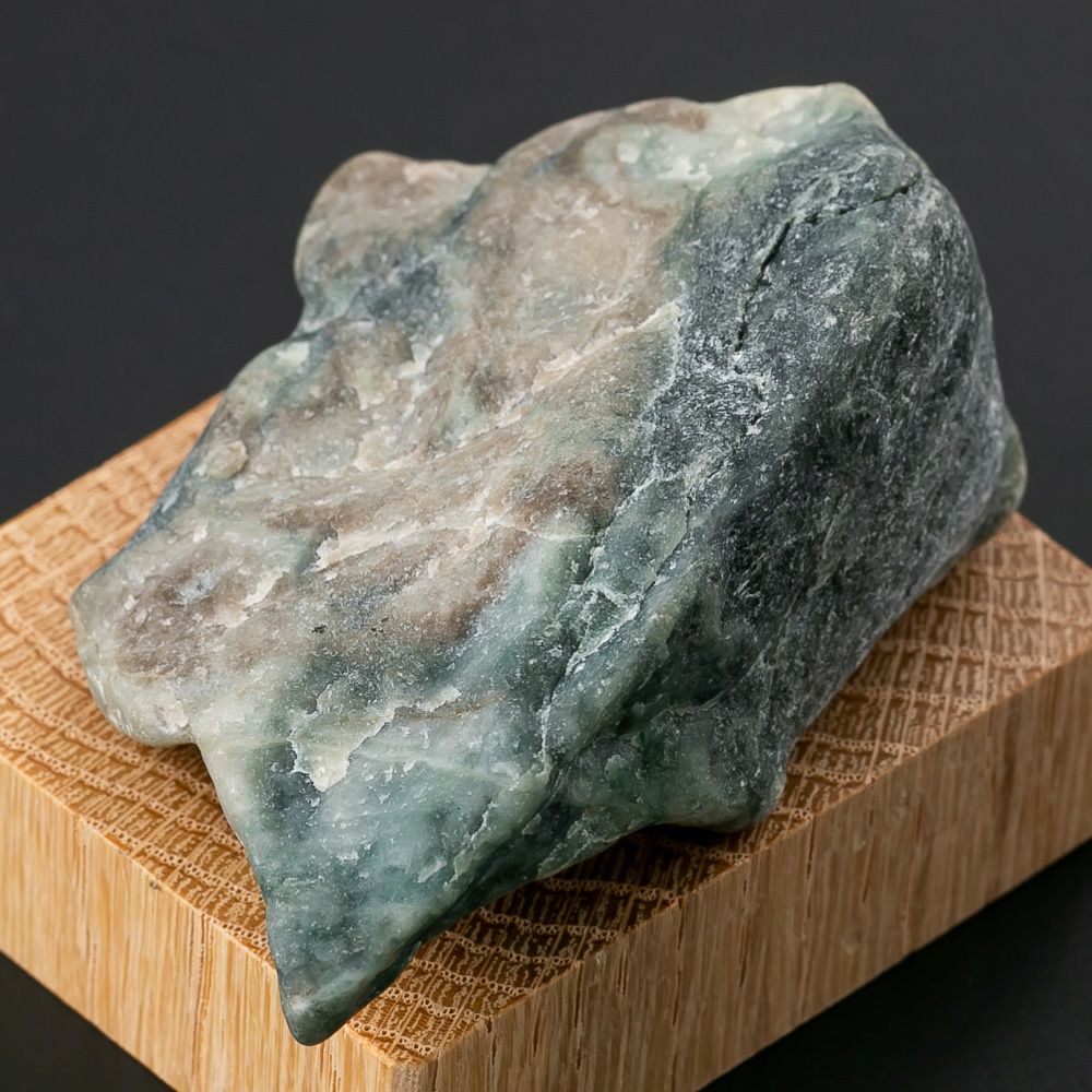 入コン沢・灰茶＆青緑・91g】（高品質青/濃緑色ヒスイ）糸魚川天然