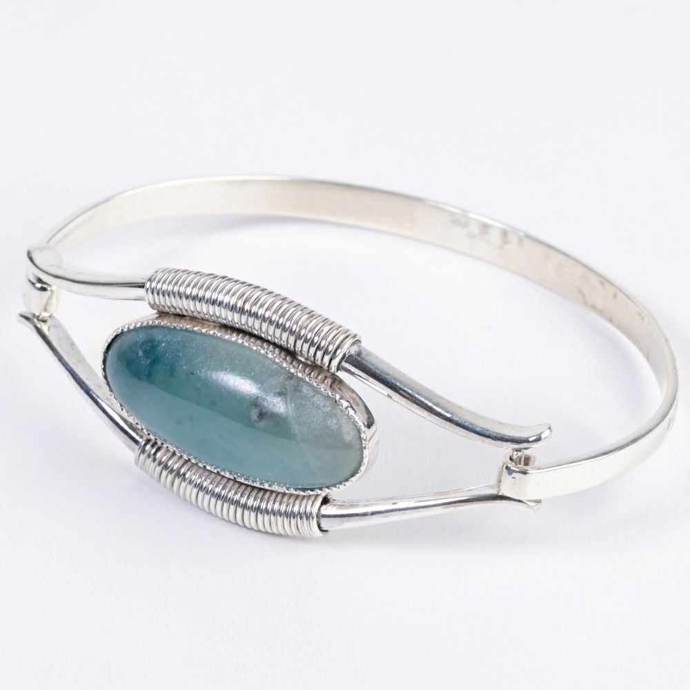 シルバーブレスレット／青色（入コン沢）ヒスイ | 糸魚川翡翠工房こたき