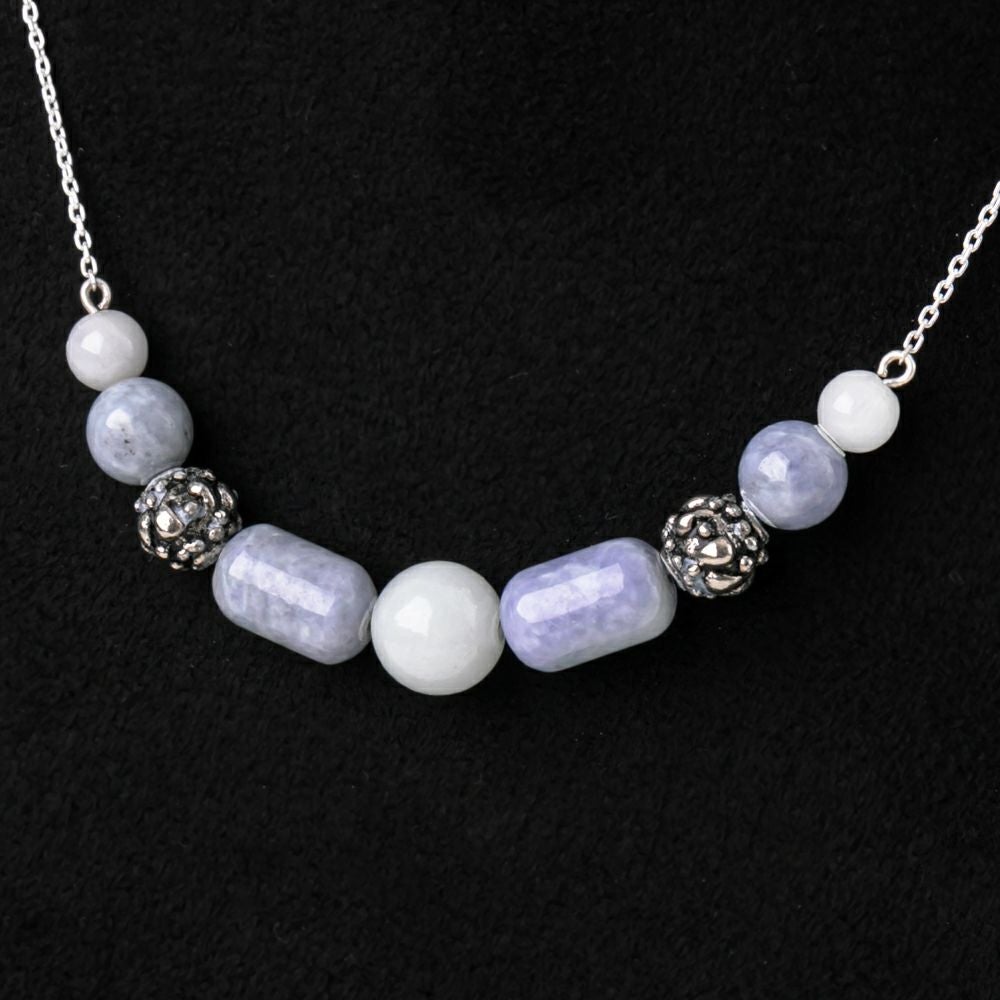 縁起のいい俵型】（高品質ラベンダー色ヒスイ）糸魚川天然翡翠シルバー