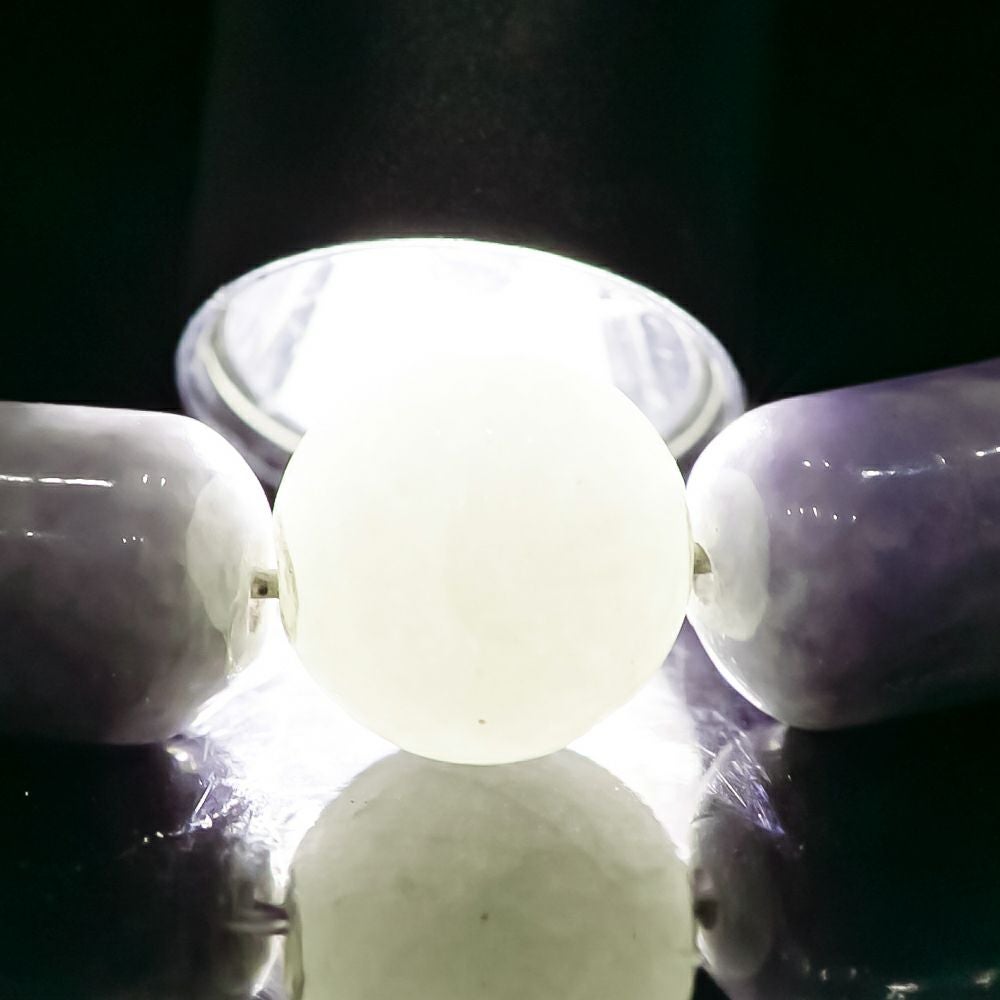 縁起のいい俵型】（高品質ラベンダー色ヒスイ）糸魚川天然翡翠シルバー