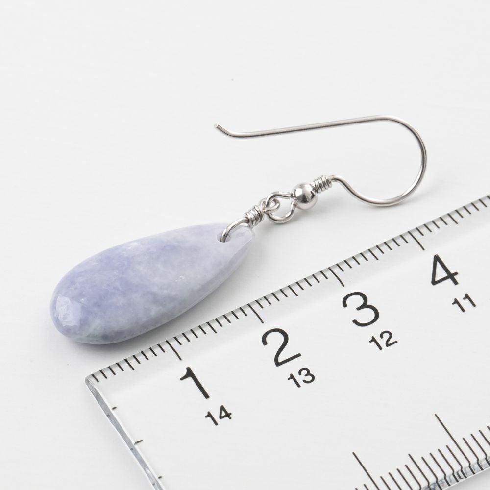 しずく形】（高品質ラベンダー色ヒスイ）糸魚川天然翡翠ピアス