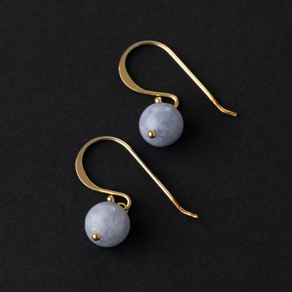 ピアス／紫・ラベンダー色ヒスイ | 糸魚川翡翠工房こたき