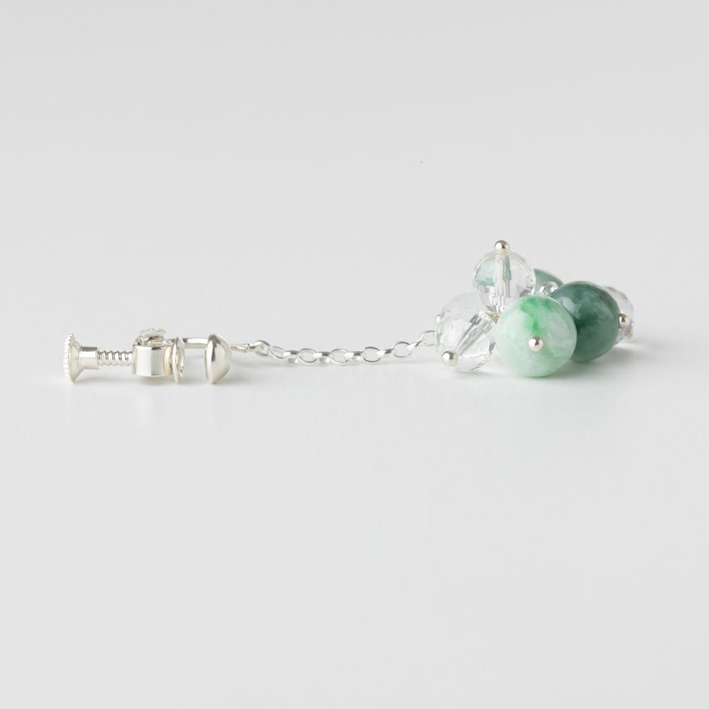8mm玉・水晶】（高品質濃緑色ヒスイ）糸魚川天然翡翠ぶどう型