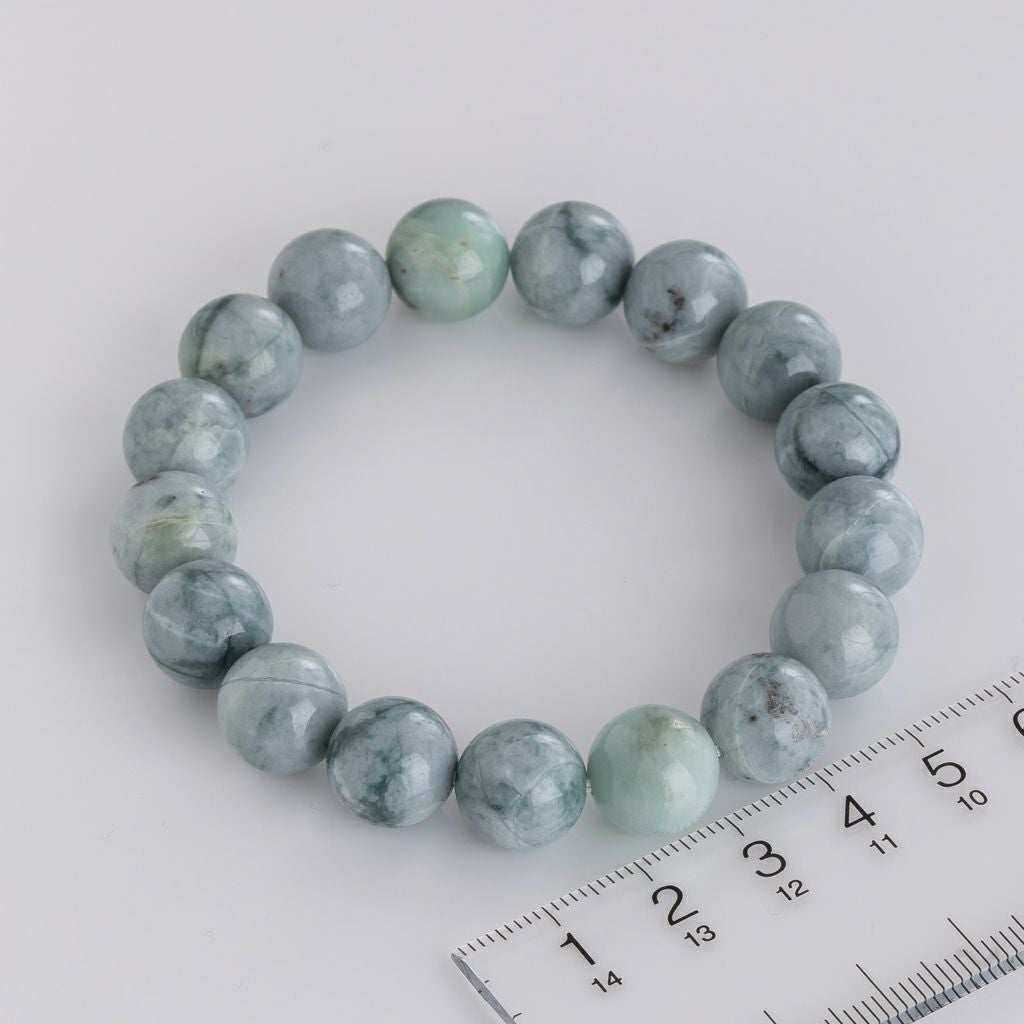 17cmサイズ・12mm玉・青緑色・艶美麗】（プレミアム青色ヒスイ）糸魚川