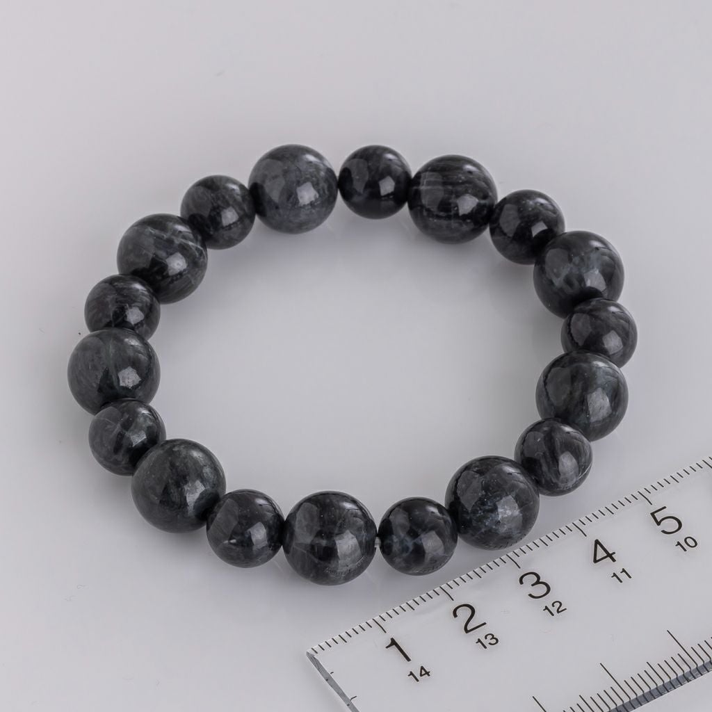 16cmサイズ・12mm玉×8mm玉・渋い黒・艶美麗】（プレミアム黒色ヒスイ